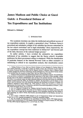James Madison and Public Choice at Gucci Gulch: a Procedural Defense of Tax Expenditures and Tax Institutions