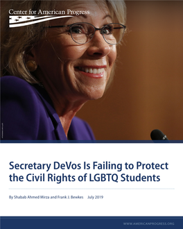 Secretary Devos Is Failing to Protect the Civil Rights of LGBTQ Students