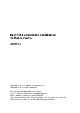 Tizen 2.4 Compliance Specification for Mobile Profile