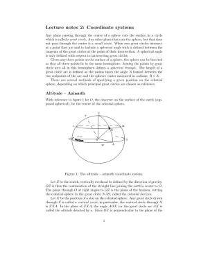 Lecture Notes 2: Coordinate Systems