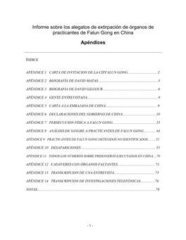 Informe Sobre Los Alegatos De Extirpación De Órganos De Practicantes De Falun Gong En China