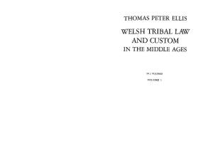 Welsh Tribal Law and Custom in the Middle Ages