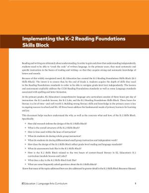 Implementing the K–2 Reading Foundations Skills Block