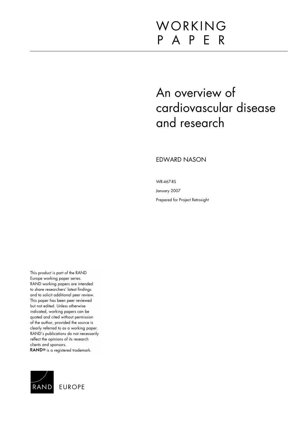 An Overview of Cardiovascular Disease and Research