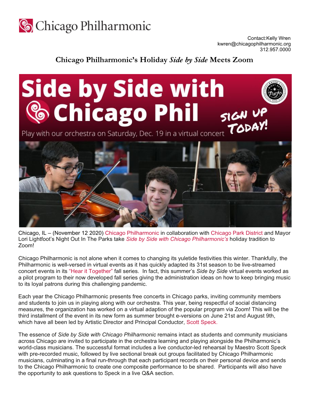 Chicago Philharmonic's Holiday​ Side by Side​ Meets Zoom