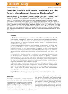 Does Diet Drive the Evolution of Head Shape and Bite Force in Chameleons of the Genus Bradypodion?