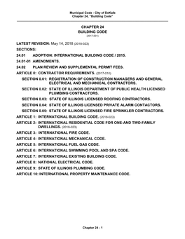 CHAPTER 24 BUILDING CODE LATEST REVISION: May 14, 2018