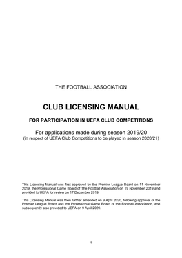 Club Licensing Manual