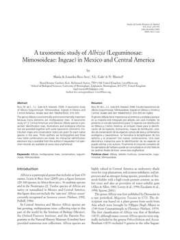 A Taxonomic Study of Albizia (Leguminosae: Mimosoideae: Ingeae) in Mexico and Central America