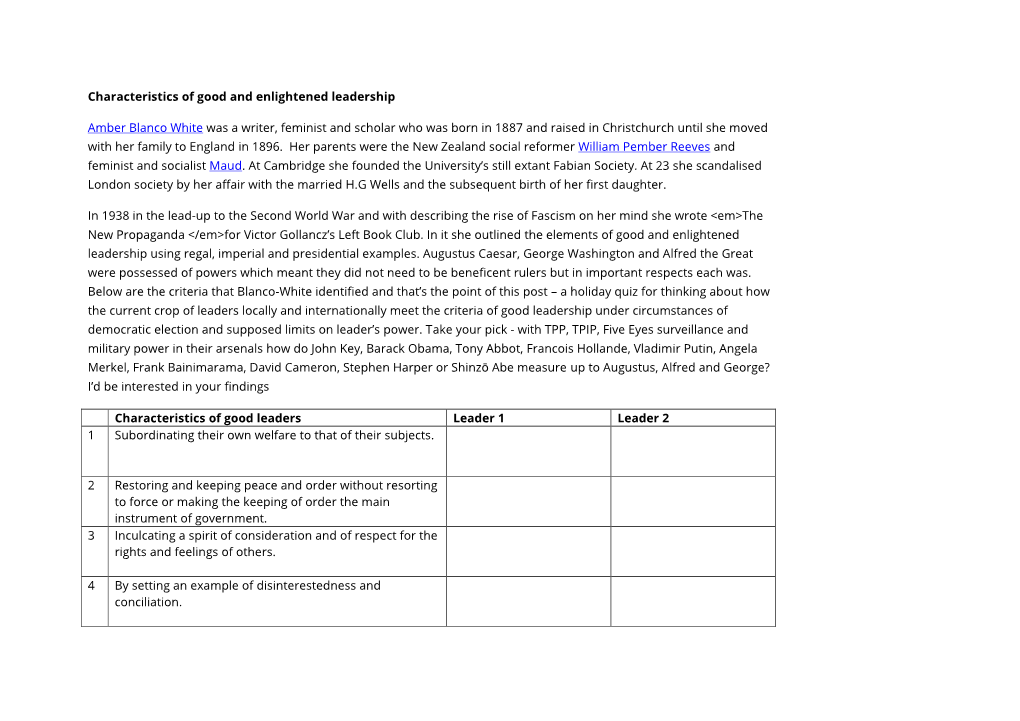 Characteristics of Good and Enlightened Leadership Amber