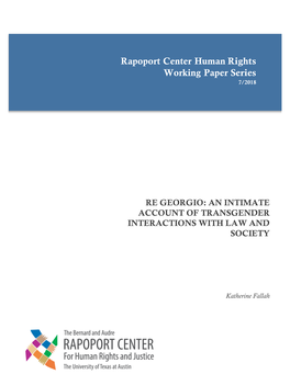 Rapoport Center Human Rights Working Paper Series 7/2018