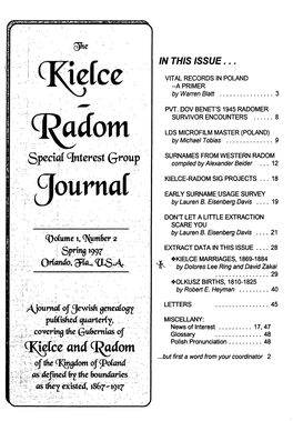 Kielce-Radom Journal Vol 1, No 2 Spring 1997.Pdf