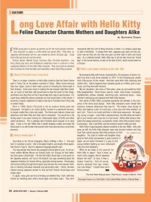 Ong Love Affair with Hello Kitty L Feline Character Charms Mothers and Daughters Alike by Kurosawa Tsuneo