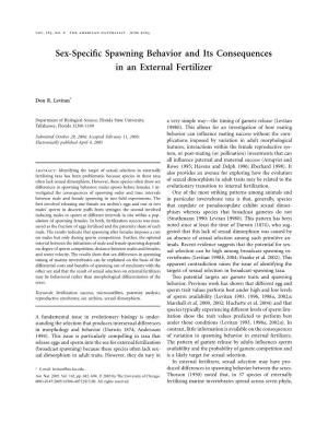 Sex-Specific Spawning Behavior and Its Consequences in an External Fertilizer