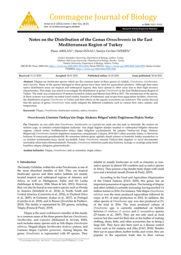 Commagene Journal of Biology Arslan Et Al