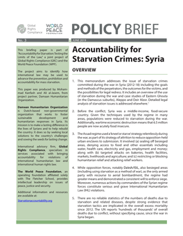 Policy Brief – Accountability for Starvation Crimes: Syria