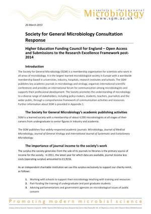 Society for General Microbiology Consultation Response