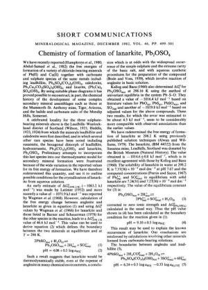 Chemistry of Formation of Lanarkite, Pb2oso 4