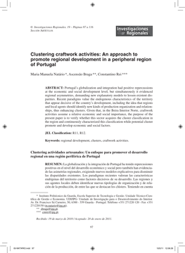 Clustering Craftwork Activities: an Approach to Promote Regional Development in a Peripheral Region of Portugal