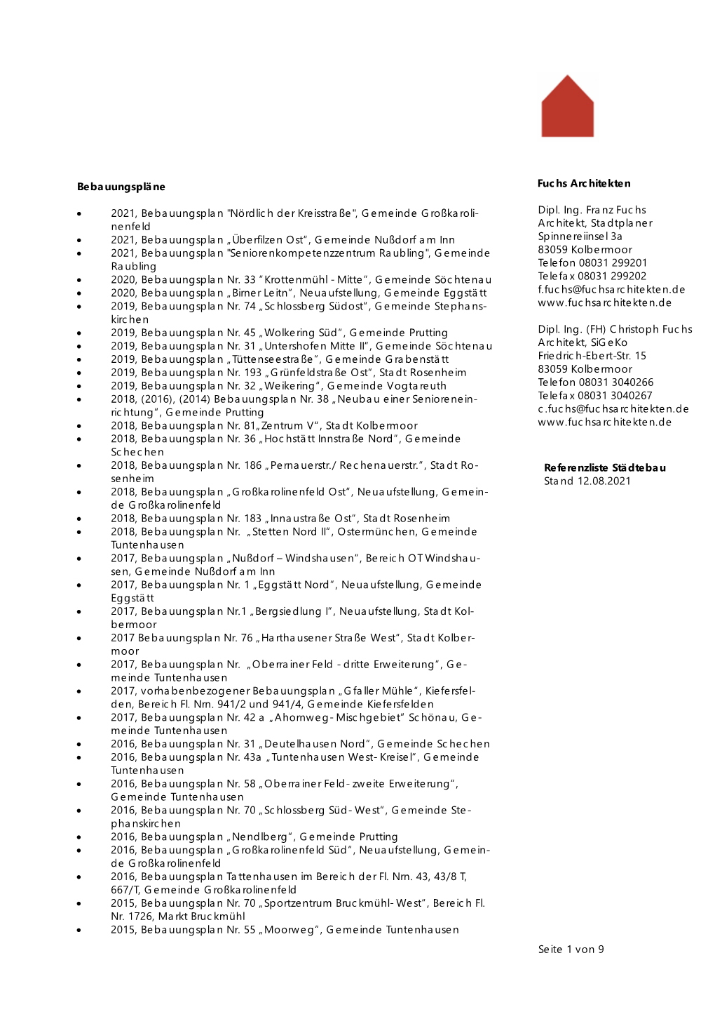 Seite 1 Von 9 Bebauungspläne • 2021