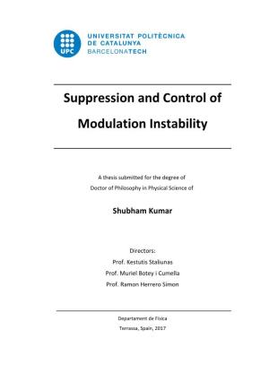 Suppression and Control of Modulation Instability