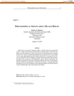 Philosophical Issues About Black Holes