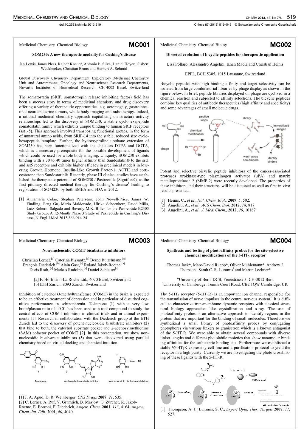 Medicinal Chemistry and Chemical Biology Chimia 2013, 67, Nr