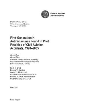 Antihistamines Found in Pilot Fatalities of Civil Aviation Accidents, 1990–2005
