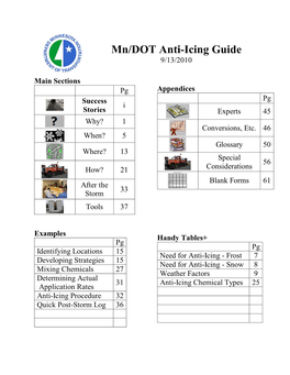 Mn/DOT Anti-Icing Guide 9/13/2010