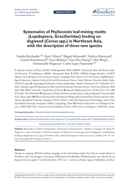 Lepidoptera, Gracillariidae) Feeding on Dogwood (Cornus Spp.) in Northeast Asia, with the Description of Three New Species