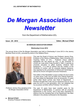 De Morgan Association Newsletter