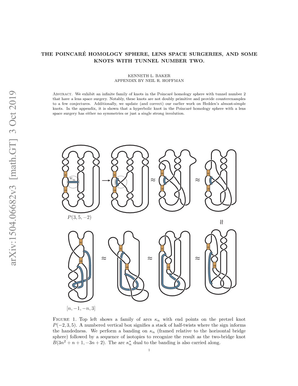 The Poincare Homology Sphere, Lens Space Surgeries, and Some Knots with Tunnel Number