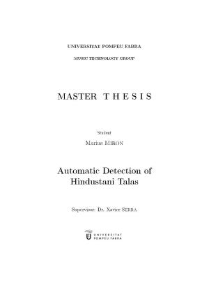 MASTER T H E S I S Automatic Detection of Hindustani Talas