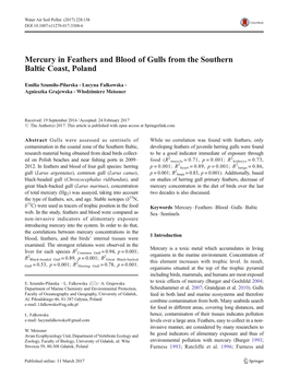 Mercury in Feathers and Blood of Gulls from the Southern Baltic Coast, Poland