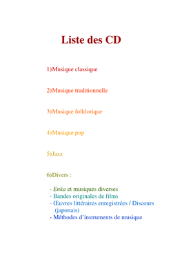 Liste Des CD
