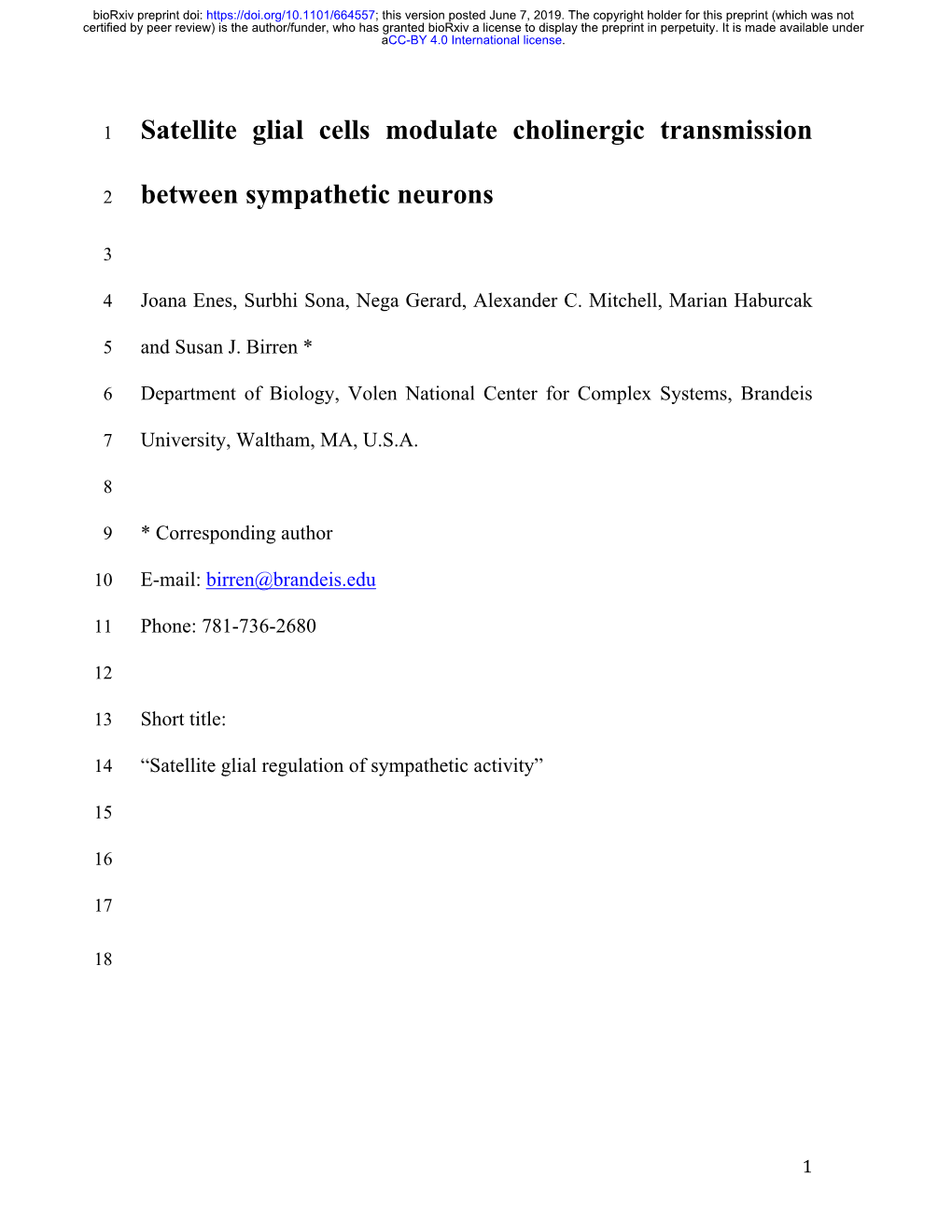 Satellite Glial Cells Modulate Cholinergic Transmission