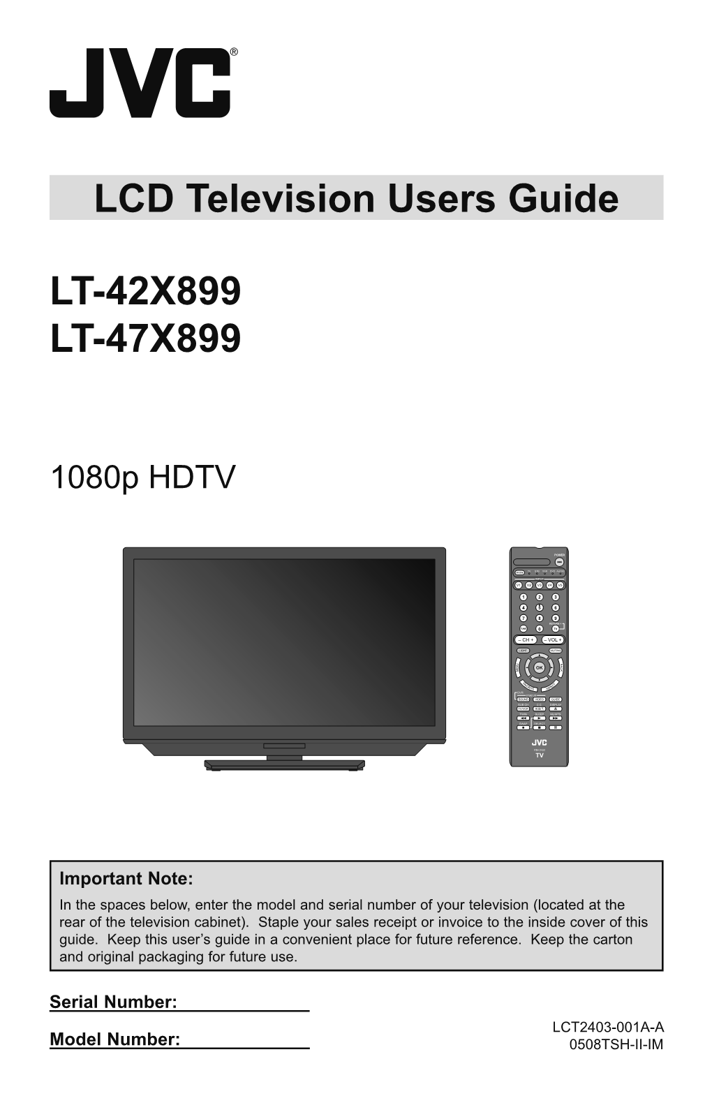 LCD Television Users Guide LT-42X899 LT-47X899