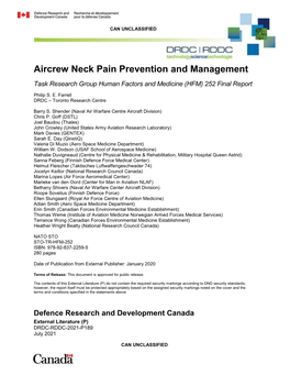 Aircrew Neck Pain Prevention and Management