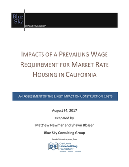 Impacts of a Prevailing Wage Requirement for Market Rate Housing in California