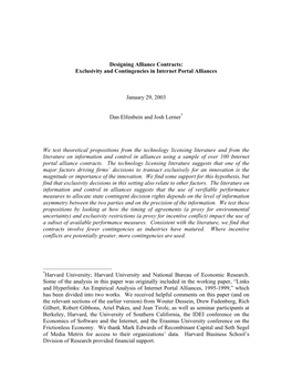 Designing Alliance Contracts: Exclusivity and Contingencies in Internet Portal Alliances
