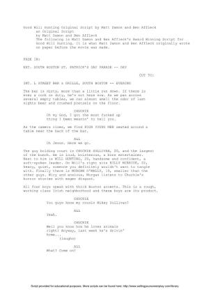 Good Will Hunting Original Script by Matt Damon and Ben Affleck An