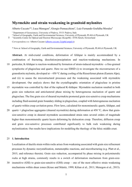 Myrmekite and Strain Weakening in Granitoid Mylonites