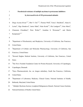 Paradoxical Role of the 19S Proteasomal Regulator 1