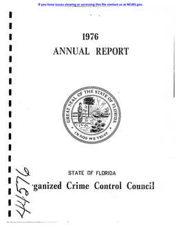 ORGANIZED CRIME CONTROL COUNCIL I' POST OFFICE BOX 1489 I TALLAHASSEE, FLORIDA 32302 ,I I I I 1'1 I I I I STATE of FLORIDA Organized Crime Control Council