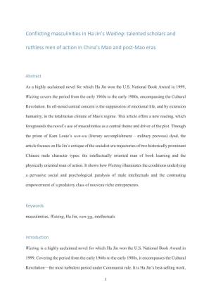 Conflicting Masculinities in Ha Jin's Waiting: Talented Scholars And