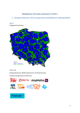 Multipleksy Telewizji Naziemnej W 2018 R