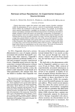 Retrieval Without Recollection: an Experimental Analysis of Source Amnesia