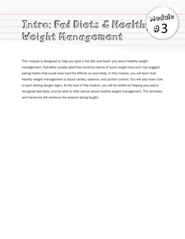 Fad Diets & Healthy Weight Management