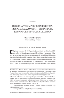 Estudios Públicos, 139. Revista De Políticas Públicas
