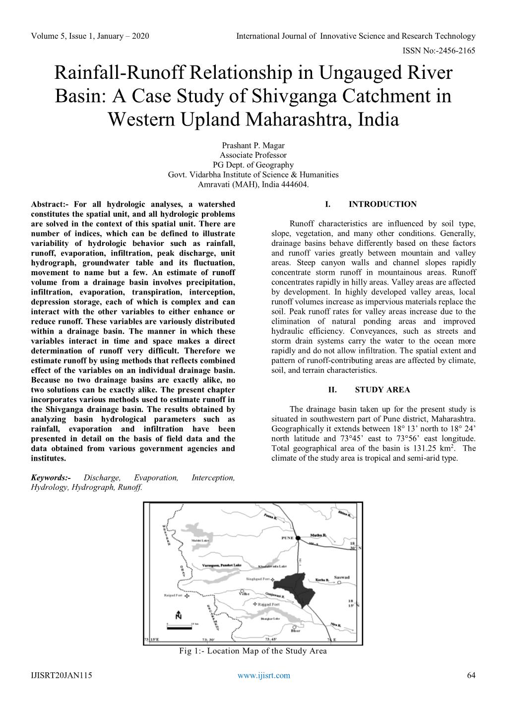 Rainfall-Runoff Relationship in Ungauged River Basin: a Case Study of Shivganga Catchment in Western Upland Maharashtra, India